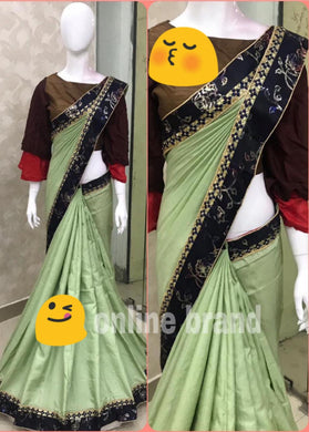 Feel cute in designer wear sarees   Beautiful soft architrave silk fabric
