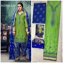 Load image into Gallery viewer, Jacquard Patiyala Satin Cotton with Embroidary Work Salwar