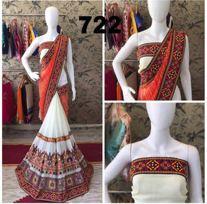 Georgette  with real mirror  saree