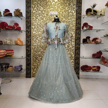 Load image into Gallery viewer, Pastel Gray Digital Lehenga Semi-Stitch
