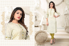 Load image into Gallery viewer, Beige Color Cotton Full Stitched Ready Made Kurti