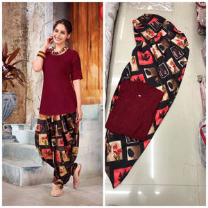 Kurti  Dhoti Reyon Crepe Fancy Design & Printed