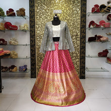 Load image into Gallery viewer, Pink Gray Jacket Lehenga Heavy Golden Gotta