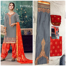Load image into Gallery viewer, Jacquard Patiyala Satin Cotton with Embroidary Work Salwar