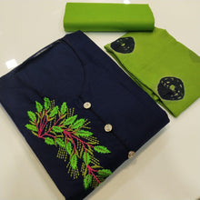 Load image into Gallery viewer, Cotton slab embroidered 16 colours Semi Stitched kurti