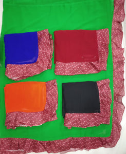 Georgette With Digital Printed Bangalorey  Cotton Ruffle saree