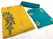 Load image into Gallery viewer, Cotton slab embroidered 16 colours Semi Stitched kurti