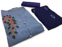 Load image into Gallery viewer, Cotton slab embroidered 16 colours Semi Stitched kurti
