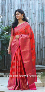 Very soft and flowy saree 100% Pure Mysore silk by Pure soft lichi with all over Kanchi zari weaving.