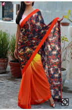 Load image into Gallery viewer, pure Georgette with less border saree