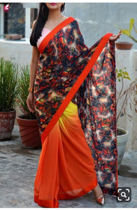 pure Georgette with less border saree