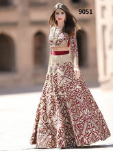 Load image into Gallery viewer, NEW DESIGNER LEHENAGS CHOLI  BENGLORY SATEEN EMBROIDERY CODING RED COLOR