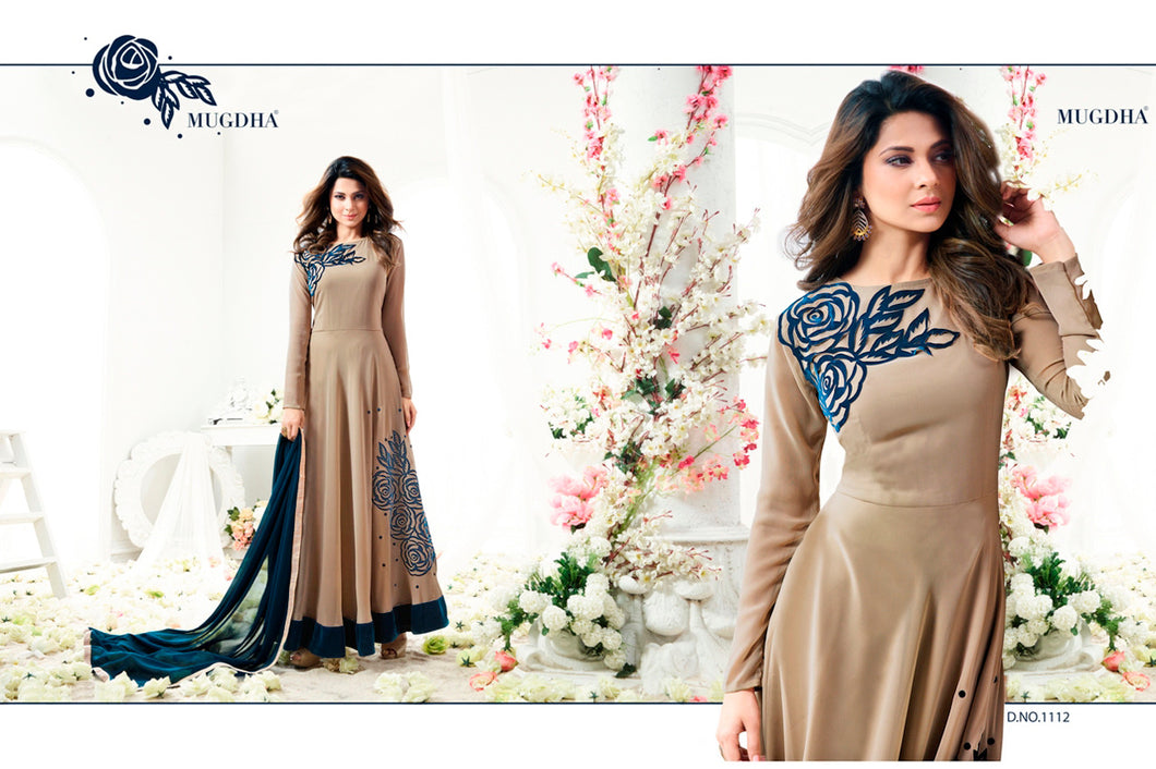 Georgette With fancy work  Cream Salwar