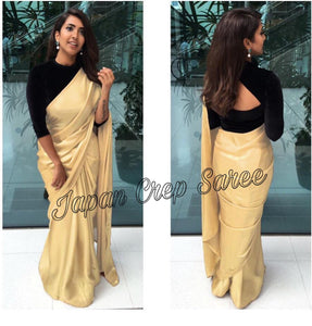 New Bollywood Hit Design  Heavy Japan Satin Crepe  saree