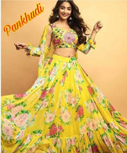 Load image into Gallery viewer, Our Floral Collection with monsoon special get this season floral print jacket style lehenga frill style