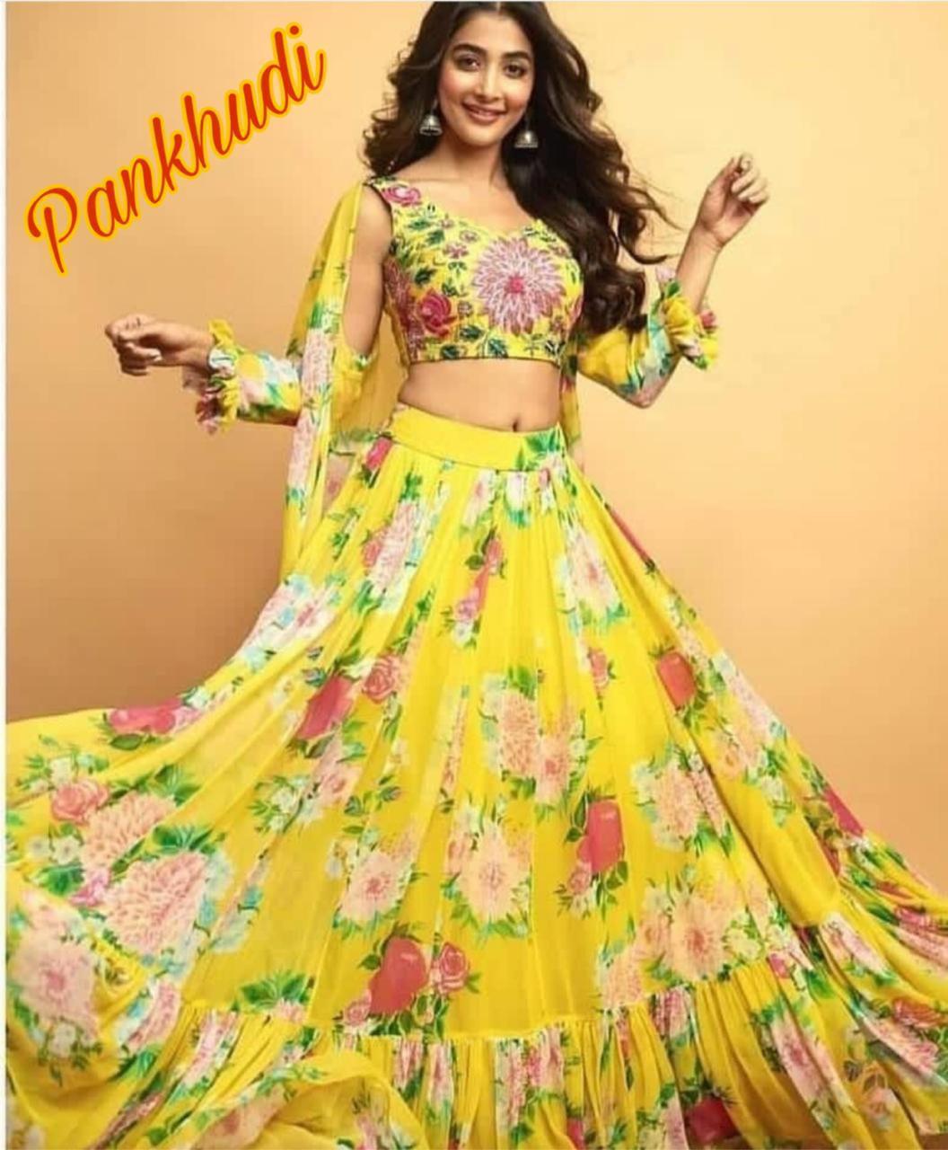 Our Floral Collection with monsoon special get this season floral print jacket style lehenga frill style