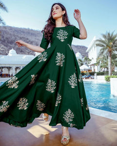 BEAUTIFUL RAYON KURTIS WITH GOLD BLOCK PRINT