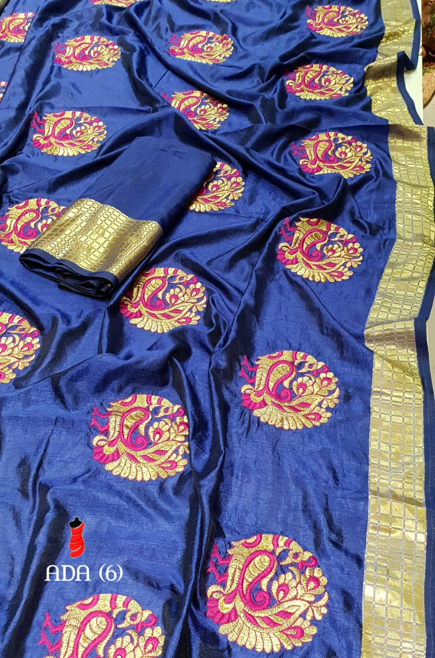 ROUND SHAPE PEACOCK EMBROIDERY WORK SAREE