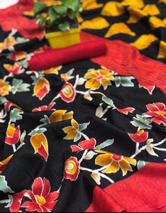 Women's Flower Printed Bhagalpuri Saree