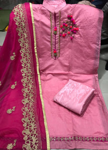 Modar silk with santoon inner & Bottom Kasturi kurtis