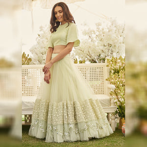 Pastel Green Layer Lehenga Choli
