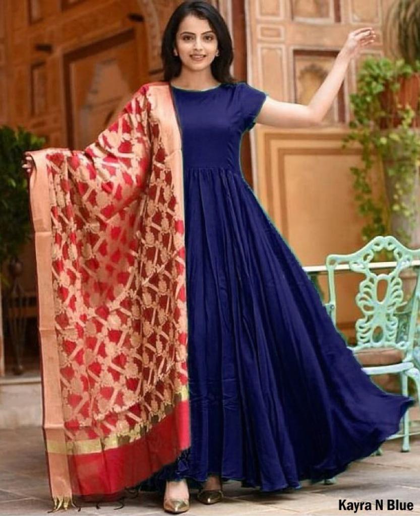 Buy HALFSAREE STUDIO Firozi Banarasi silk Zari Woven Gown with Dupatta  Online at Best Prices in India - JioMart.