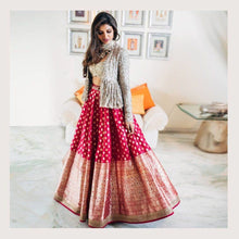 Load image into Gallery viewer, Pink Gray Jacket Lehenga Heavy Golden Gotta