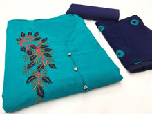 Load image into Gallery viewer, Cotton slab embroidered 16 colours Semi Stitched kurti