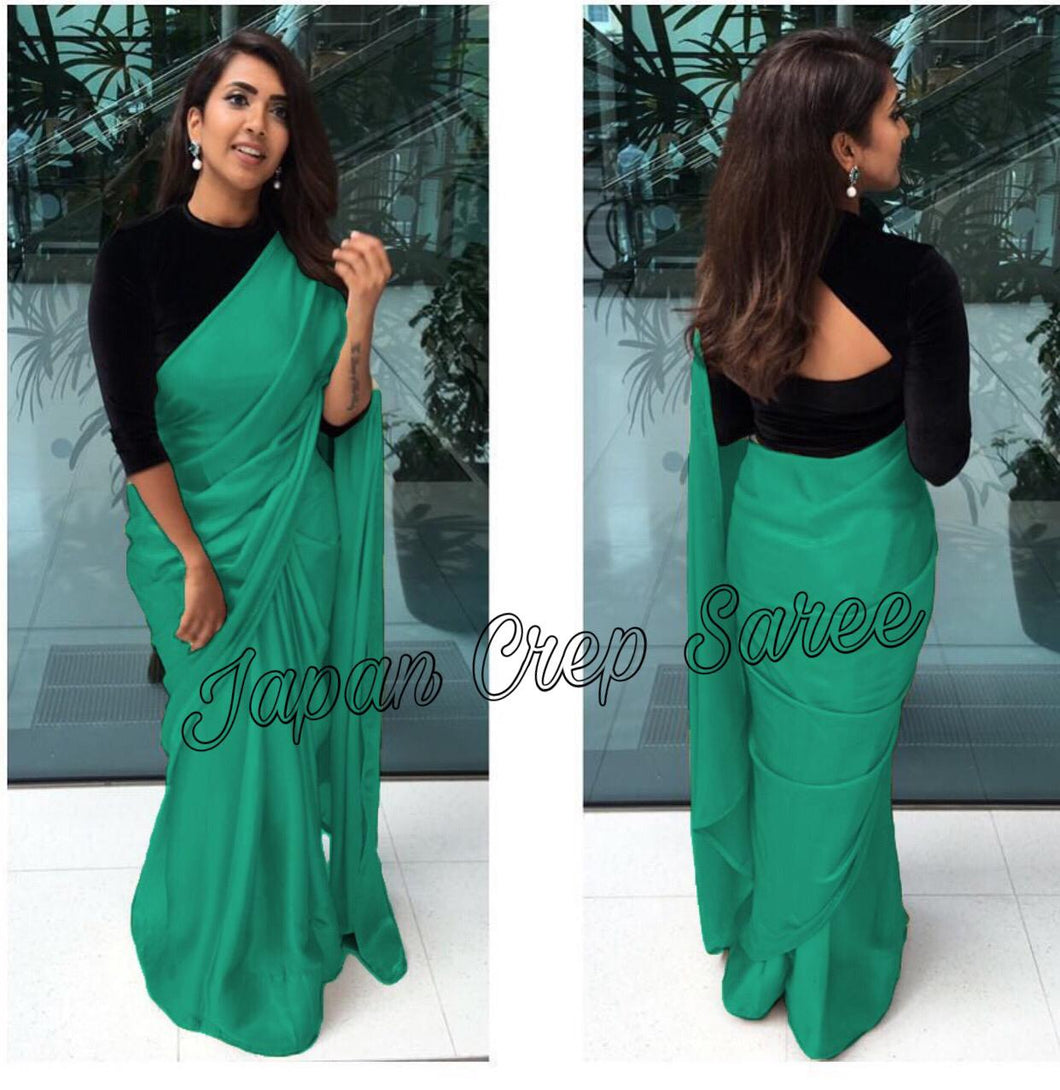 New Bollywood Hit Design  Heavy Japan Satin Crepe  saree