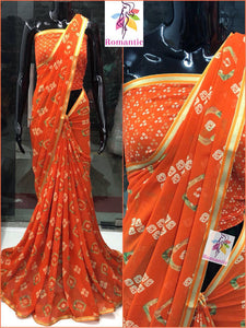 Bhandini Georgette printed saree with Banasri Border